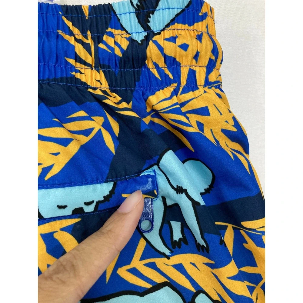 Vilebrequin Koala Print Swim Trunks 5XL Blue Yellow Moorea Board Shorts Vacation